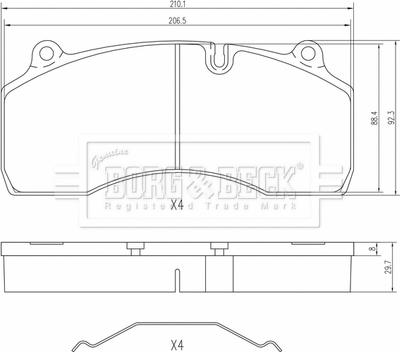 Borg & Beck BBP33020 - Тормозные колодки, дисковые, комплект avtokuzovplus.com.ua