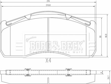 Borg & Beck BBP33022 - Тормозные колодки, дисковые, комплект avtokuzovplus.com.ua