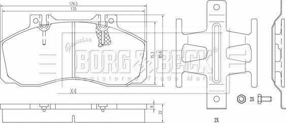 Borg & Beck BBP33034 - Тормозные колодки, дисковые, комплект avtokuzovplus.com.ua