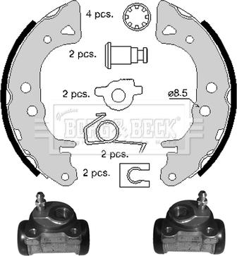 Borg & Beck BBS1017K - Комплект гальм, барабанний механізм autocars.com.ua