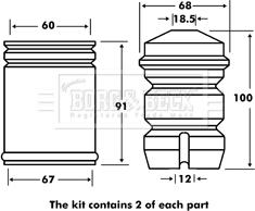 Borg & Beck BPK7018 - Пилозахисний комплект, амортизатор autocars.com.ua