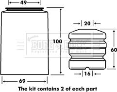 Borg & Beck BPK7024 - Пилозахисний комплект, амортизатор autocars.com.ua