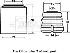 Borg & Beck BPK7026 - Пилозахисний комплект, амортизатор autocars.com.ua