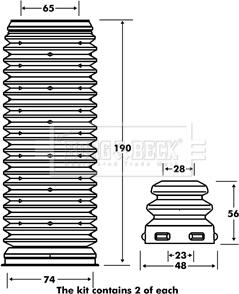 Borg & Beck BPK7075 - Пылезащитный комплект, амортизатор autodnr.net