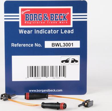 Borg & Beck BWL3001 - Сигналізатор, знос гальмівних колодок autocars.com.ua