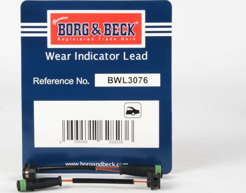 Borg & Beck BWL3076 - Сигнализатор, износ тормозных колодок avtokuzovplus.com.ua
