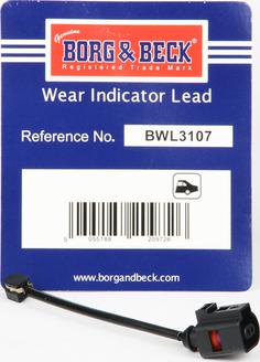 Borg & Beck BWL3107 - Сигнализатор, износ тормозных колодок autodnr.net