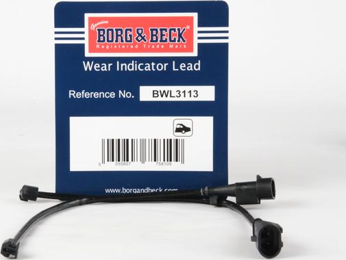 Borg & Beck BWL3113 - Сигнализатор, износ тормозных колодок autodnr.net