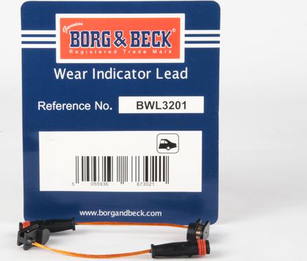 Borg & Beck BWL3201 - Сигналізатор, знос гальмівних колодок autocars.com.ua