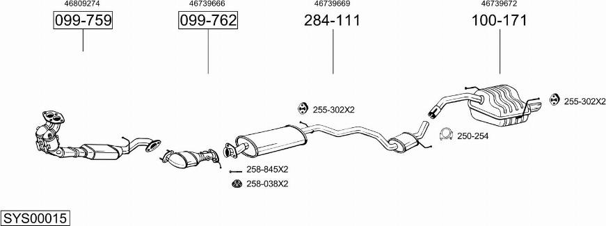 Bosal SYS00015 - Система випуску ОГ autocars.com.ua