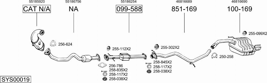 Bosal SYS00019 - Система випуску ОГ autocars.com.ua