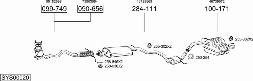 Bosal SYS00020 - Система випуску ОГ autocars.com.ua