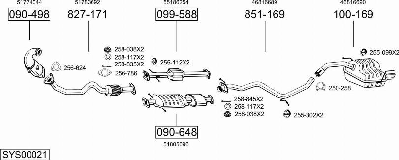 Bosal SYS00021 - Система випуску ОГ autocars.com.ua