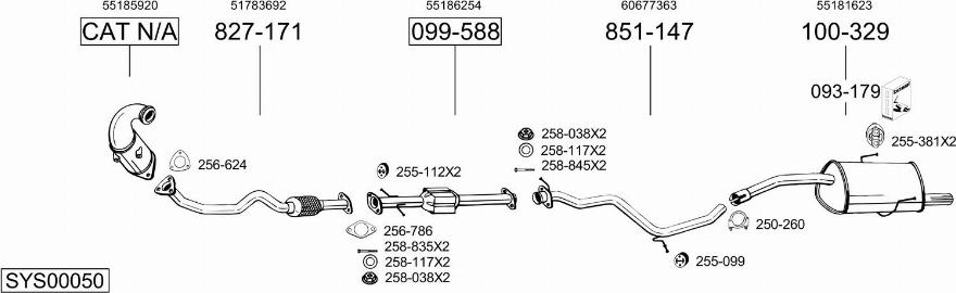 Bosal SYS00050 - Система випуску ОГ autocars.com.ua