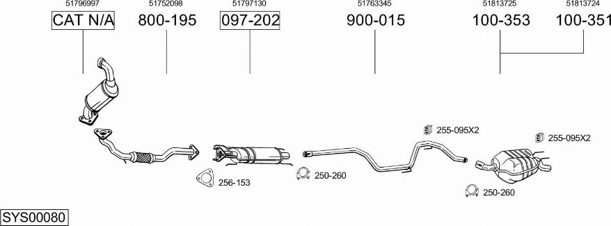 Bosal SYS00080 - Система випуску ОГ autocars.com.ua