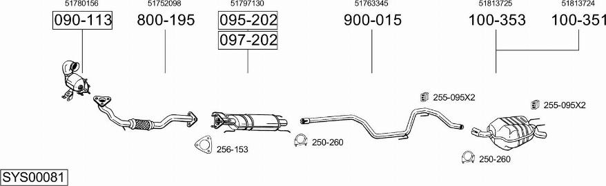 Bosal SYS00081 - Система випуску ОГ autocars.com.ua