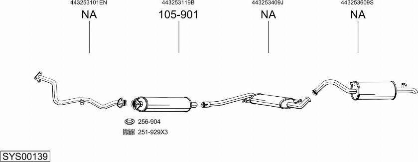 Bosal SYS00139 - Система випуску ОГ autocars.com.ua