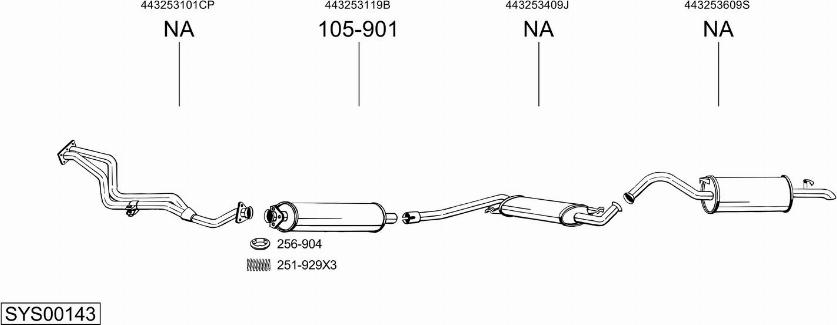 Bosal SYS00143 - Система випуску ОГ autocars.com.ua