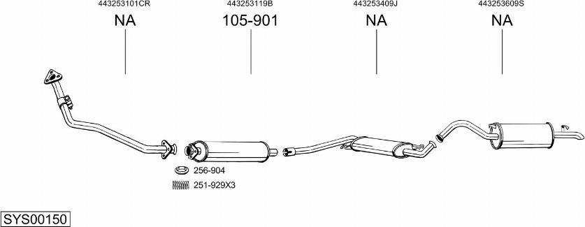 Bosal SYS00150 - Система випуску ОГ autocars.com.ua