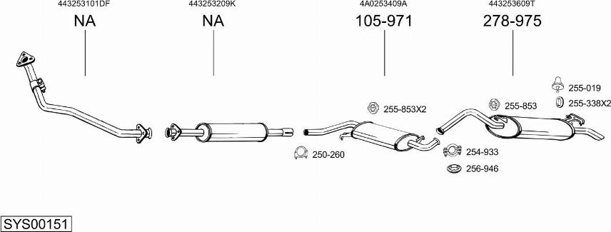 Bosal SYS00151 - Система випуску ОГ autocars.com.ua