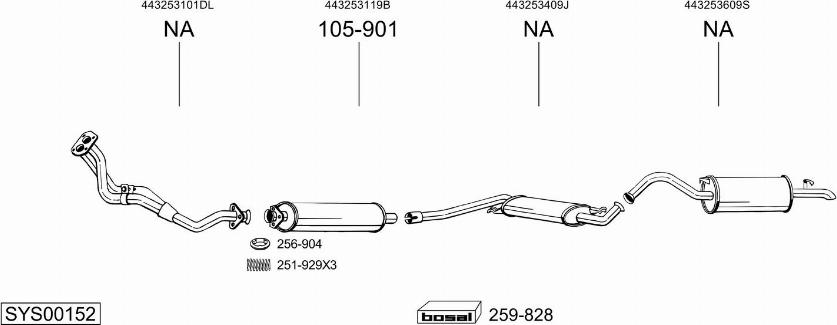 Bosal SYS00152 - Система випуску ОГ autocars.com.ua