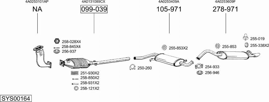 Bosal SYS00164 - Система випуску ОГ autocars.com.ua