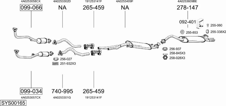 Bosal SYS00165 - Система випуску ОГ autocars.com.ua
