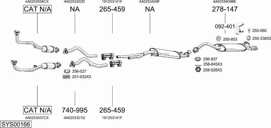 Bosal SYS00166 - Система випуску ОГ autocars.com.ua
