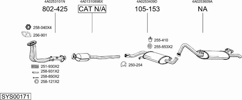 Bosal SYS00171 - Система випуску ОГ autocars.com.ua