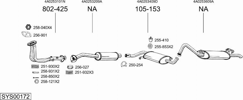 Bosal SYS00172 - Система випуску ОГ autocars.com.ua