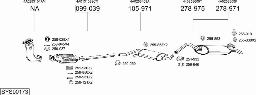 Bosal SYS00173 - Система випуску ОГ autocars.com.ua