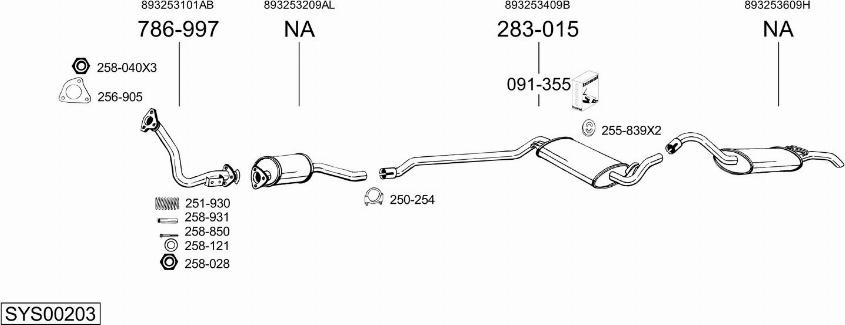 Bosal SYS00203 - Система випуску ОГ autocars.com.ua