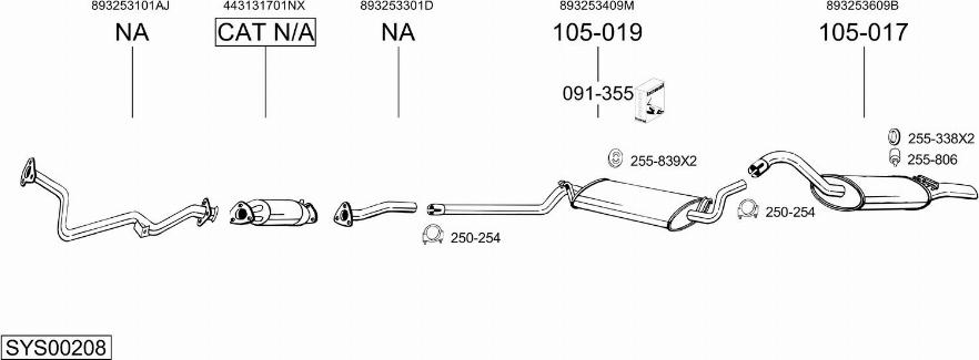 Bosal SYS00208 - Система випуску ОГ autocars.com.ua