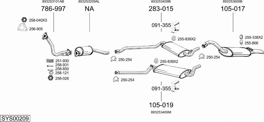 Bosal SYS00209 - Система випуску ОГ autocars.com.ua
