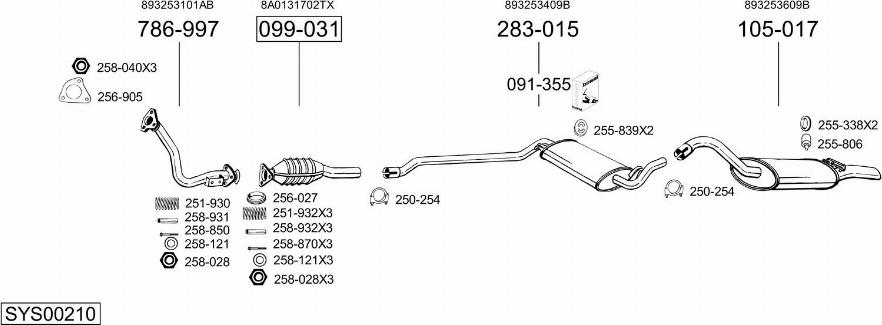 Bosal SYS00210 - Система випуску ОГ autocars.com.ua