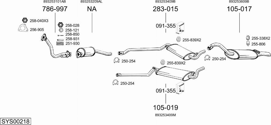 Bosal SYS00218 - Система випуску ОГ autocars.com.ua