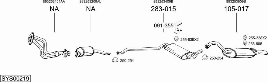 Bosal SYS00219 - Система випуску ОГ autocars.com.ua