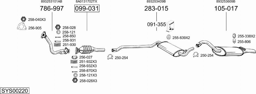 Bosal SYS00220 - Система випуску ОГ autocars.com.ua