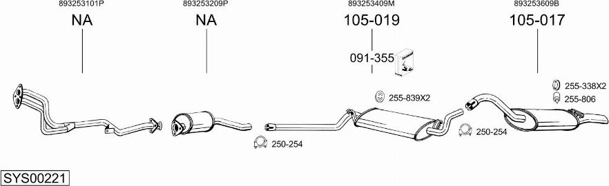 Bosal SYS00221 - Система випуску ОГ autocars.com.ua