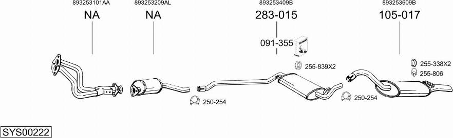 Bosal SYS00222 - Система випуску ОГ autocars.com.ua