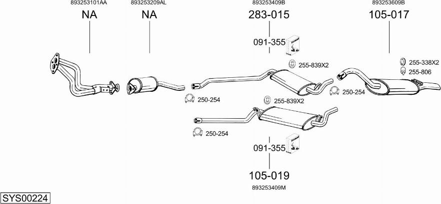 Bosal SYS00224 - Система випуску ОГ autocars.com.ua