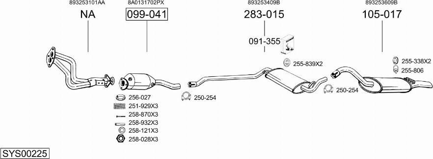 Bosal SYS00225 - Система випуску ОГ autocars.com.ua