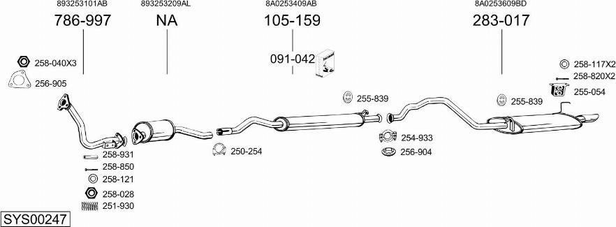 Bosal SYS00247 - Система випуску ОГ autocars.com.ua