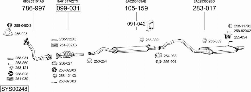 Bosal SYS00248 - Система випуску ОГ autocars.com.ua