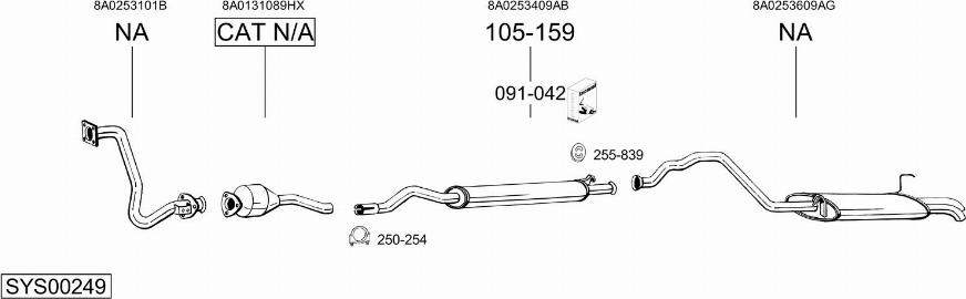 Bosal SYS00249 - Система випуску ОГ autocars.com.ua