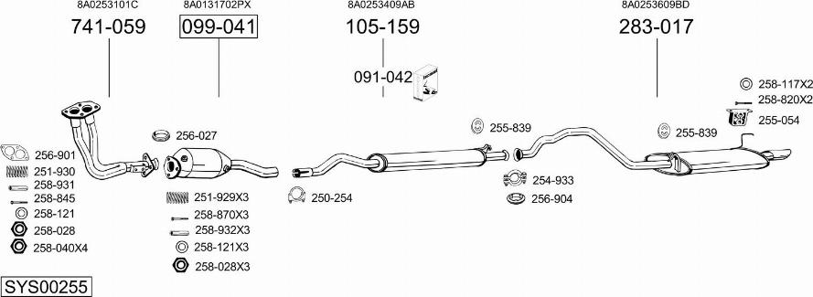 Bosal SYS00255 - Система випуску ОГ autocars.com.ua