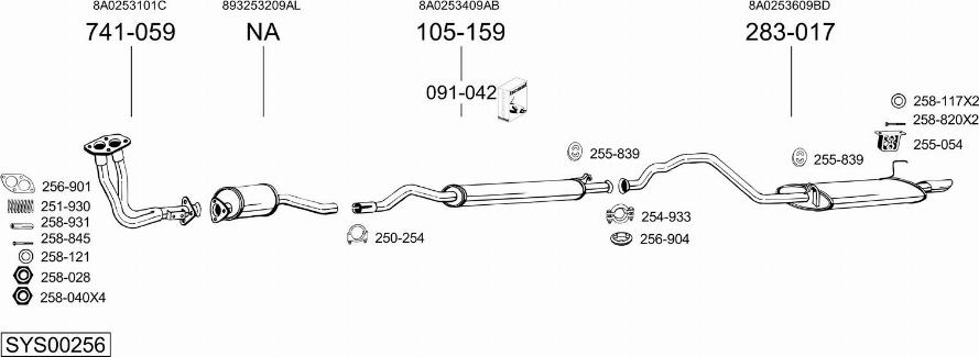 Bosal SYS00256 - Система випуску ОГ autocars.com.ua