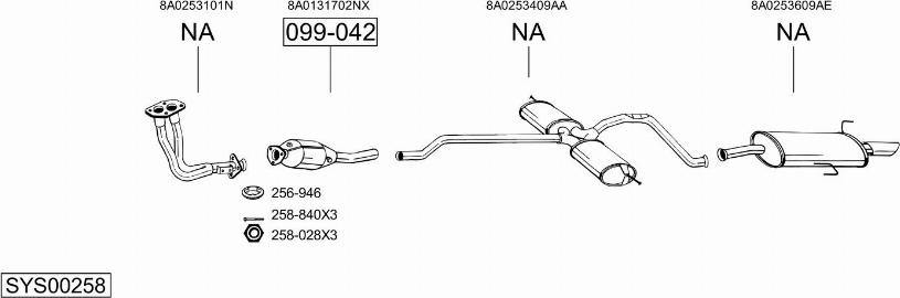 Bosal SYS00258 - Система випуску ОГ autocars.com.ua