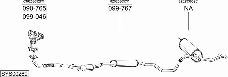 Bosal SYS00269 - Система випуску ОГ autocars.com.ua