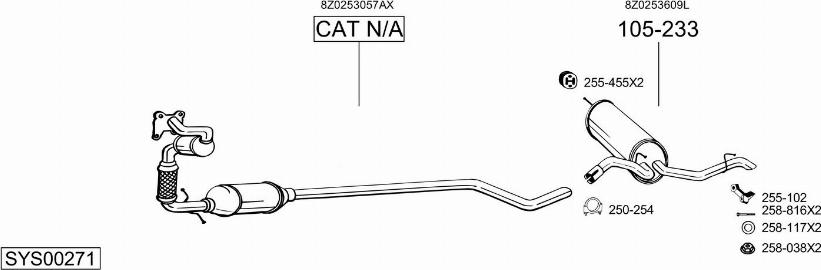 Bosal SYS00271 - Система випуску ОГ autocars.com.ua